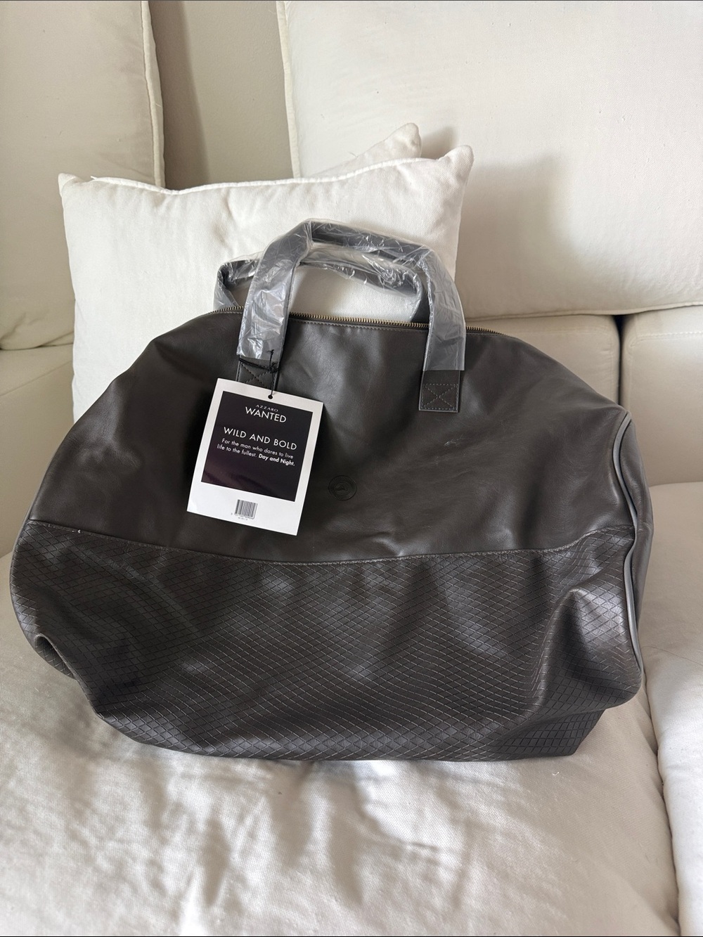 Azarro Duffel Travel Bag in Dark brown- Textured Panel